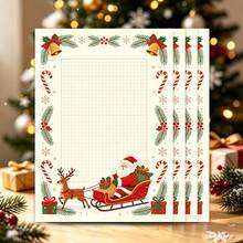 Christmas Theme Stationery, 30 Sheets/Pack, Snowflake Candy Reindeer Santa Claus Pattern, High-Quality Paper Exquisite Printing, Suitable For Writing Letters Or Messages, Also Can Be Used For Christmas Decoration - Rectangle - View 1