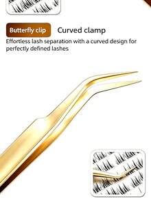 Professional Gold Stainless Steel Eyelash Extension Tweezers, Mirror Polished Gold Handle, Ultra-Precise, Lightweight, Durable And Odorless, Multi-Purpose Salon-Grade Beauty Tool, Suitable For Eyelash Extension Operations - Multicolor - View 8