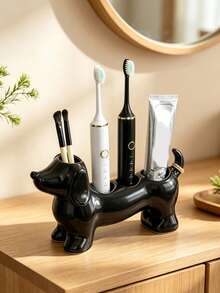 Cute Minimalist Dachshund Shaped Bathroom Storage Box Toothbrush Holder, Dachshund Electric Toothbrush Holder Organizer, Toothpaste Makeup Brush Storage Base, Cute Storage Base Holder, Suitable For Electric Toothbrushes And Toiletries - Multicolor - View 3