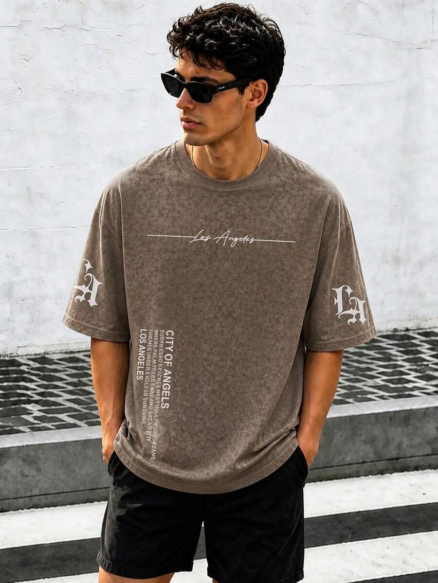 Zrgoth Men's Casual Versatile Simple Printed Element Short Sleeve T-Shirt
