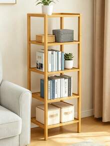 Multi-Layer Bamboo Storage Rack, Functions As Flower Stand And Side Table, Space-Saving Shelf Suitable For Living Room, Bedroom And Bathroom, Simple Log Style Design, Stable Open Shelf For Placing Books, Green Plants And Home Decorations. - Multiple Specifications - View 5