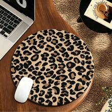 20*20*0.2cm Round Leopard Print Mouse Pad With Non-Slip Rubber Base, Funny Mouse Pad Suitable For Desktop Wireless Computer Mouse, Office, Laptop, Home Office Decor, Cute Office Supplies Gift For Women And Girls - View 5