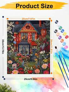1 Digital Oil Painting Set, DIY Oil Painting Set, House Oil Painting Set Full Of Flowers, DIY Adult Hand-Painted For Gift Home Wall Decoration. - A - View 7