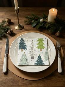 16pc/Set Colorful Christmas Tree Paper Napkins Disposable,Cocktail & Dinner Style Square Printed Paper Towels,Unfolded Size 10&13inch,Soft To Touch,Double Layer,Suitable For New Year,Christmas,Festival Party Supplies,Christmas Party Deco Napkins - Colors - View 8