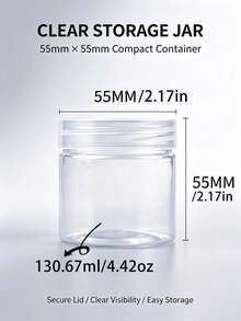 10pcs Transparent Plastic Jars With Lids, Suitable For Storing Slime, DIY Crafts And Jewelry. Featuring A Transparent Round Design For Easy Observation Of Contents, Leak-Proof Sealed Lids, Lightweight And Reusable Material. Perfect For Home Storage, Travel And Small Accessory Organization. - White - View 10