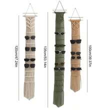 1pc Handmade Macrame Fashion Glasses Holder Wall Hanging, Bohemian Style Woven Eyewear Display Storage Hanging Decor With Tassels, Wall-Mounted Fashion Glasses Storage Rack For Bedroom, Closet, Home Decor - Multicolor - View 15