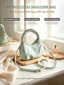 New Pleated Cloud Bag, Mini Handbag, Crossbody Bag, High-End Cloud Mini Bag, Lightweight Luxury Vintage Small Bag - Multicolor - View 2