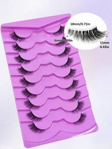 Asiteo 9 Pairs Half Lashes Invisible Thin Band Cat Eye False Lashes Natural Wispy Fox Eye Strip Eyelashes Soft Lightweight Eye Lashes For Everyday Cosmetic Lashes Corner Eyelashes - Black - View 5