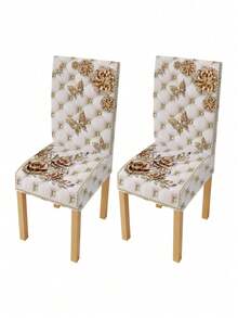 1pc/2pcs/4pcs/6pcs - Chair Covers, Removable And Washable, Butterfly And Flower Pattern Decoration, Suitable For Restaurant, Hotel And Home Holiday Decor - Multicolor - View 4
