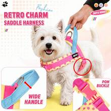 2pcs Dog Harness And Leash Set | Durable Polyester Webbing . Polka Dot Print Thickened Neoprene Soft Padding . Anti-Burst Anti-Escape; Non-Chafing Leash Handle, Round Rope Durable And Strong, Suitable For Medium Dogs Indoor And Outdoor Use - Multicolor - View 7