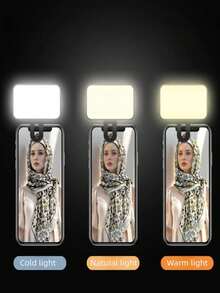 1pc Portable Selfie Fill Light With Clip, Suitable For Phone Camera, Video Conferencing, 3 Lighting Modes, Rechargeable, Compact, Suitable For Laptop/Phone/Tablet/Zoom Meeting/Makeup, Ideal Choice For Selfie And Live Streaming, Portable Fill Light - Multicolor - View 4