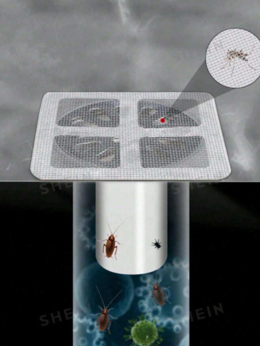 10PCS Bathroom Hair Filter Screen Toilet Drain Filter Floor Drain Sticker Drain Filter Screen Drain Filter With Adhesive Not Easy To Wash Away Insect-Proof - Grey - View 1