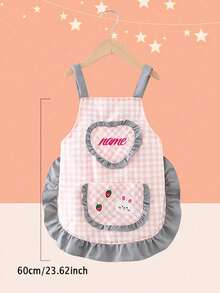 Personalized Mini Apron, Customizable Name, With Pocket And Cartoon Rabbit Pattern, Unique Milestone Gift For Little Chefs And Little Artists, Handmade Keepsake - Multicolor - View 7