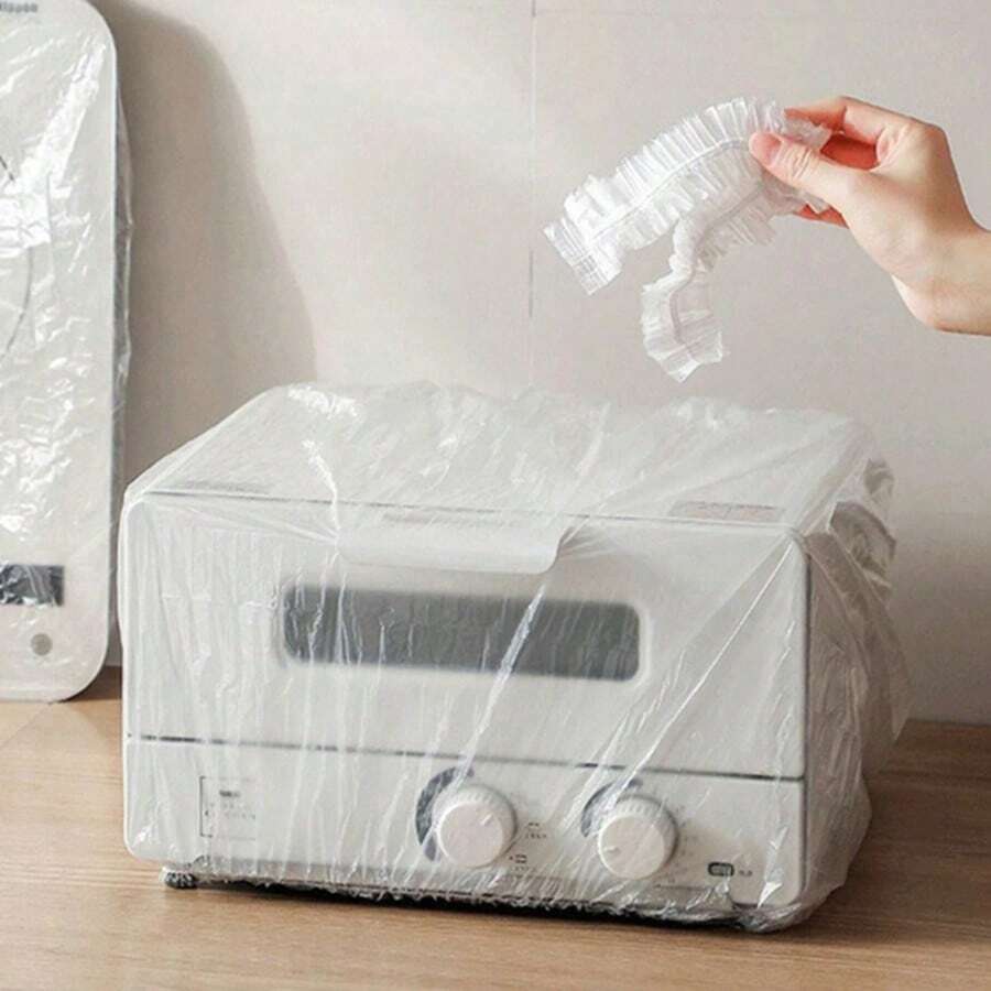 100/50/10/1pc Universal Transparent Plastic Dust Cover, Suitable For Electric Fan, Rice Cooker, Cookware, Kitchen Baking Tray, Microwave Oven And Other Household Appliances - Multicolor - View 1