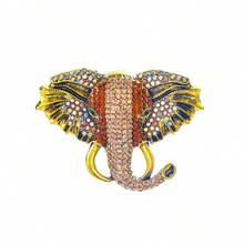 1pc Vintage Exaggerated Elephant Head Animal Brooch, Zinc Alloy Rhinestone Inlaid Men's Women's Suit Jacket Backpack Hat Pin Accessory, Suitable For Party Wear, DIY Accessory - Elephant Head - View 7