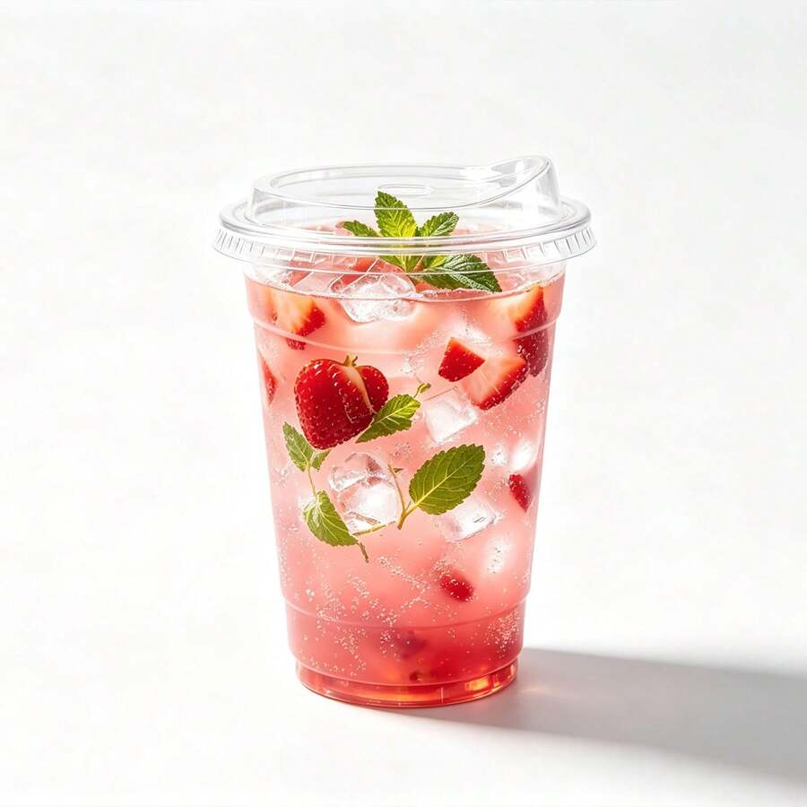 16oz/14oz Set Clear Cups With Lids, Durable Straight Lid Iced Drink Cups, Smoothie Cups, Suitable For Cold Drinks, Juices And Milkshakes - Halloween/Christmas/Birthday Party Essentials - Transparent - View 1