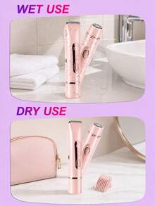 Women's 2-In-1 Bikini Trimmer, Dual-Head Electric Shaver With Facial Hair Removal Function, 400mAh USB Rechargeable Portable Body Shaver, Suitable For Bikini Area, Underarms, Legs, Arms And Face, LED Display - View 3