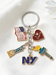 1 st nyckelring med nationalflagga och Frihetsgudinnan-charm, bilnyckelring och väskberlock - Multifärgad - Visa 3