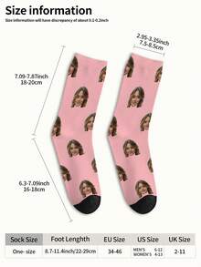 1 Pair Customized Face Pattern Socks, Personalized Photo Socks, Custom Printed Socks, Funny Face Socks, Custom Pattern Socks, Print Any Face Pattern On Socks, Anniversary Gift, Valentine's Day Gift, Unique Birthday Gift, Personalized Collectible - Multicolor - View 6