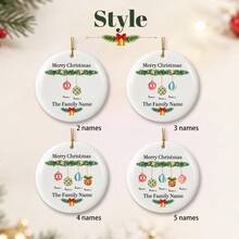 Custom Family Christmas Ball Ornament, Personalized 2-5 Names Christmas Tree Hanging Decor, Festive Colorful Bauble Style, Customized Family Keepsake, Customizable Name Ornament, Christmas Home Decor, Christmas Gift 2026, Christmas Decorations - Multicolor - View 3