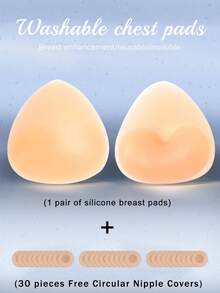 1 Pair Invisible Silicone Nipple Covers (Includes 30 Round Nipple Stickers), Smooth Edges Without Bulge, Suitable For Wearing With Thin Clothing - Multicolor - View 10