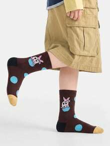 5 Pairs Vintage Cartoon Cat Girl Socks, Cute, Suitable For Spring, Autumn And Winter. Elastic Cuff Casual Children's Socks - Multicolor - View 3