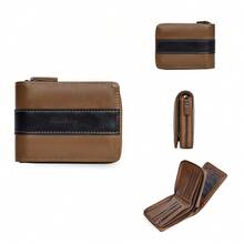 New PU Wallet For Men Baellerry Short Vintage Multi-Slot Coin Purse With Zipper Wallet - Multicolor - View 13