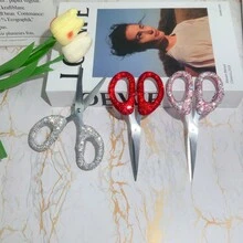 1pc Luxury Rhinestone Stainless Steel Scissors, Portable Multi-Purpose Scissors, Suitable For Office, Home, Tailoring And Sewing, For Adults Only, 18+ Age Restriction - Multicolor - View 8