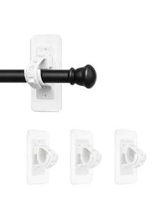 4/2pcs No-Drill Curtain Rod Brackets, Self-Adhesive Multi-Function Hooks, Transparent Style, Suitable For Rental, Dorm, Kitchen, Home, Bathroom - Multicolor - View 1