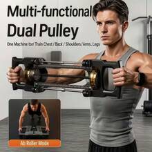 ZM Health﻿ 2‑In‑1 Dual‑Function Fitness Equipment Chest Expander & Ab Roller Trainer, Full‑Body Home Gym Workout For Chest Back Arm Leg Abdominal Core Strength Training - Multicolor - View 1