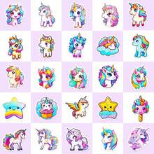 50pcs Kids Unicorn Stickers, Cute Sticker Set, Suitable For Laptop, Water Bottle, Books, Gifts, Bags, Suitcases, Scrapbooks, Cars, Etc., Waterproof Rainbow Stickers, Suitable For Teens And Adults. - Multicolor - View 5