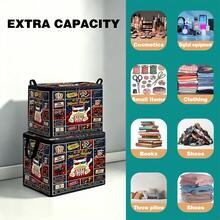 Multi-Size Options, Fun Cartoon Print Foldable Storage Box With Zipper Handle, Upgraded Fabric Large Capacity Storage Bin, Suitable For Wardrobe, Dorm, Underbed Storage, Organizing Clothes, Bedding, Toys, Miscellaneous Items, Home Moving Organization Storage Box - Multi-color - View 6