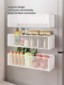 Magnetic Refrigerator Storage Rack, No-Drill Door-Mounted Holder For Masks, Keys, Umbrellas, Lightweight And Convenient Entryway Organizer, Also Suitable For Cabinet Storage, Fits Kitchen Door And Entryway Scenes, Designed For Space-Conscious Homes, Perfect Housewarming And Holiday Gift For Yourself Or Loved Ones, Adds Practicality And Order To Small Spaces - Multicolor - View 3