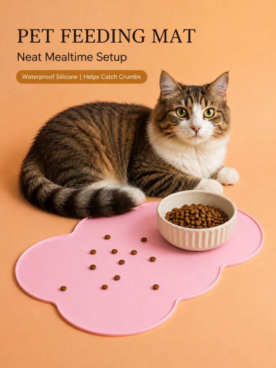 1pc Pet Cat & Dog Feeding Mat, Non-Slip Absorbent Easy To Clean Drying Mat, Suitable For Cat & Dog Feeding To Prevent Food Spillage And Splashing, Easy To Wash - Multicolor - View 1