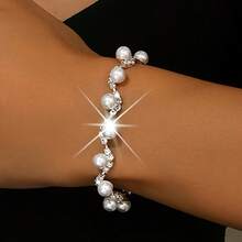 1pc/French Luxury Pearl & Rhinestone Bracelet For Women, Elegant Elegant INS Style, Best Friend Gift - Multicolor - View 6