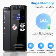 Cappsu Digital Voice Recorder, Portable Voice Recorder With MP3 Playback, Supports Continuous 4552 Hours Audio Recording, High-Definition Dual Microphone Recording Device, Suitable For Lecture A-B Segment Repetition, MP3 Player, Password Protection - View 7