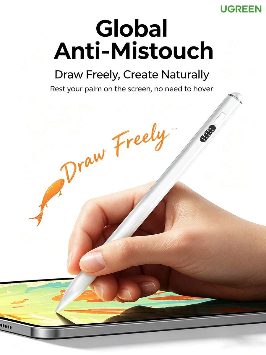 UGREEN LP937 Stylus Pen, 6D Tilt & Pressure Sensitivity, Digital Battery Display, Compatible With IPad For Note-Taking, Drawing, And Creativity - View 1