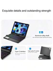 Keyboard Protective Case Compatible With Ipad Air 11/13 Inch (M3/2025/A16/11th/10th Gen) And Pro 11/12.9/13 Inch (M4/M2/6th/5th/4th Gen) And 10.9 Inch (3rd/2nd Gen) - Smart Wireless Multi-Touch Backlit Magnetic Detachable Keyboard - View 4