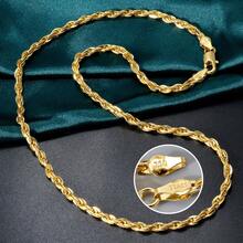750 Shiny Italian Braided Copper Necklace, Suitable For Women's Daily Wear - Gold 2 - View 6