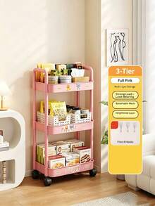 2/3/4/5layer Swivel Wheel Mobile Storage Carbon Steel/Plastic Trolley,Multi-Functional Storage,Easy To Assemble,Suitable For Home And Commercial Use,Applicable To Storage And Organization In Kitchens, Bathrooms,Bedrooms,Offices,Warehouses And Garages - White - View 16