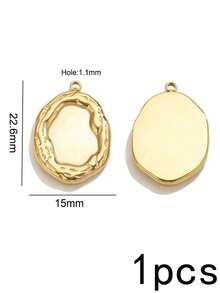 1pc Organic Textured Stainless Steel Charms For Jewelry Making, 18K Gold Plated Irregular Blank Pendant For DIY Necklace Bracelet Making - Pendants - View 11
