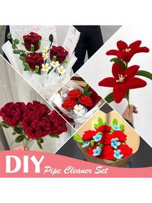 1/100/300pcs Red Plush Pipe Cleaner Sticks, Upgraded High-Density Felt Tube Handmade Material Large Pack, Thick Fluffy Plush Sticks, Multi-Color Gradient Sticks, Home Decor, Graduation Gift, Classroom Office Supplies, Learning Supplies, Birthday Gift, Holiday Gift - Multicolor - View 4