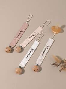 4pcs Personalized Pacifier Clips, Cute Polka Dot Print Customized Pattern, Universal Pacifier Clips, Personalized Gift - Multicolor - View 13