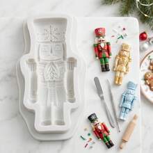 1PC 3D Nutcracker Soldier Silicone Mold, Christmas Fondant Mould Set For Cake Decorating - Beige - View 7