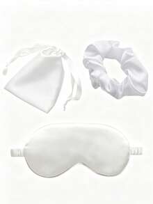 3pcs Customized Name Sleep Eye Mask Set With Storage Bag, Personalized Letter Sleep Mask, Best Bridesmaid Gift, Bridal Shower Gift, Personalized Wedding Favor, Shiny Faux Leather Eye Mask Gift Set - Multicolor - View 8