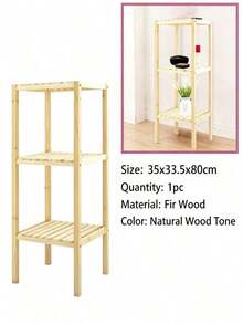 Multi-Layer Bamboo Storage Rack, Functions As Flower Stand And Side Table, Space-Saving Shelf Suitable For Living Room, Bedroom And Bathroom, Simple Log Style Design, Stable Open Shelf For Placing Books, Green Plants And Home Decorations. - Multiple Specifications - View 13