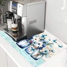 (Hot !!) 1pc 2D Floral Pattern Flat Stove Protector Mat And Non-Slip Heat-Resistant Rubber Stove Cover Pad Suitable For Induction Cooktop, Glass Stove And Multi-Functional Anti-Scratch Mat, Also Best Choice For Oven, Washing Machine, Dryer And Kitchen Decoration. - Multicolor - View 6