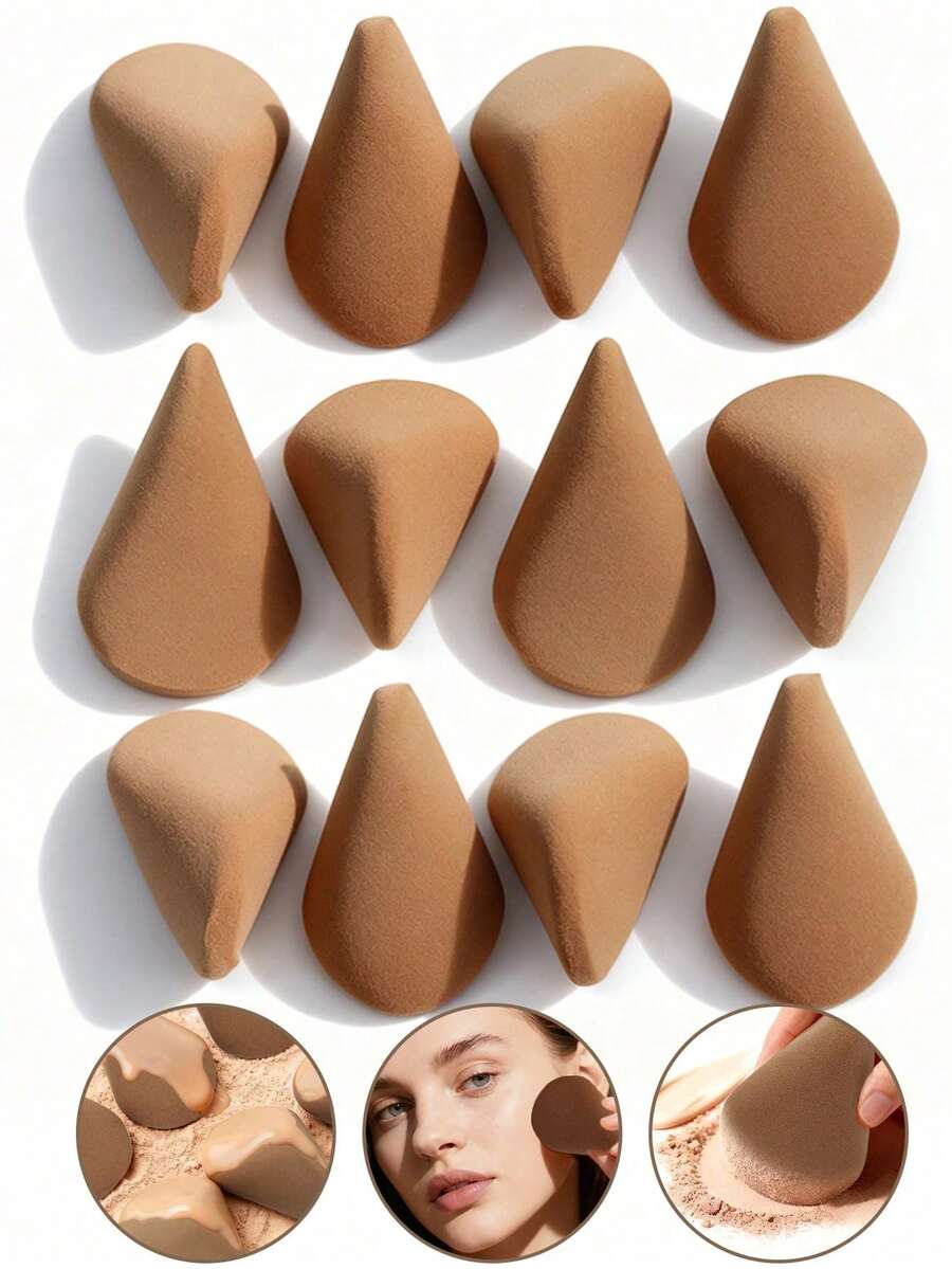 2/4/8/12pcs Premium Asymmetrical Double-Ended Makeup Sponge Set, Soft Makeup Sponge, Suitable For Foundation And Concealer, Ideal For Beginners, Alcohol-Free Hydrophilic PU Material, Flawless Facial Makeup Tool, Soft Touch - Multicolor - View 1