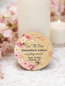 Custom Text Wedding Save The Date Fridge Magnets, Personalized Wooden‑Look Wedding Announcement Magnets,Custom Wedding Invitation Refrigerator Magnets - Multicolor - View 14