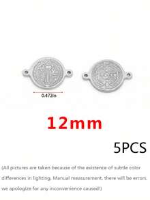 5pcs 304 Stainless Steel 18K Gold Plated St. Benedict Cross Round Pendant Religious Style DIY Jewelry Accessories - Pendants - View 6